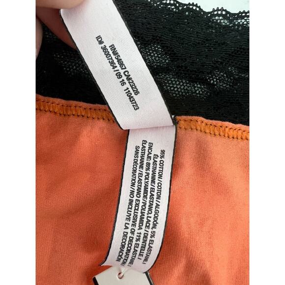 Victoria's Secret Low Rise HipHugger Orange "Boo Yah" Black Lace Waist Small - Picture 3 of 6